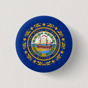 Granite Stater Flag, Flag of New Hampshire 3 Cm Round Badge