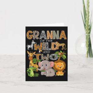 Granna Of The Wild And Two Zoo Safari Jungle Birth Card