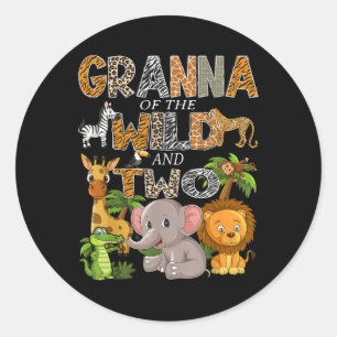 Granna Of The Wild And Two Zoo Safari Jungle Birth Classic Round Sticker