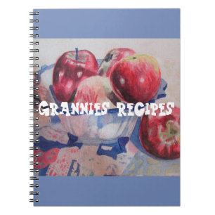 Grannies Recipes Red Apples Watercolor Notebook