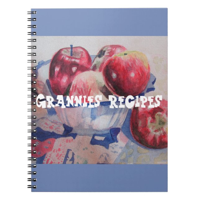 Grannies Recipes Red Apples Watercolor Notebook (Front)