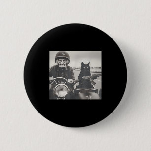 Granny And Her Armed Cat Riding Vintage Motorcycle 6 Cm Round Badge