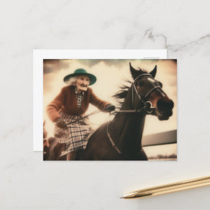 Granny and Her Race Horse Postcard