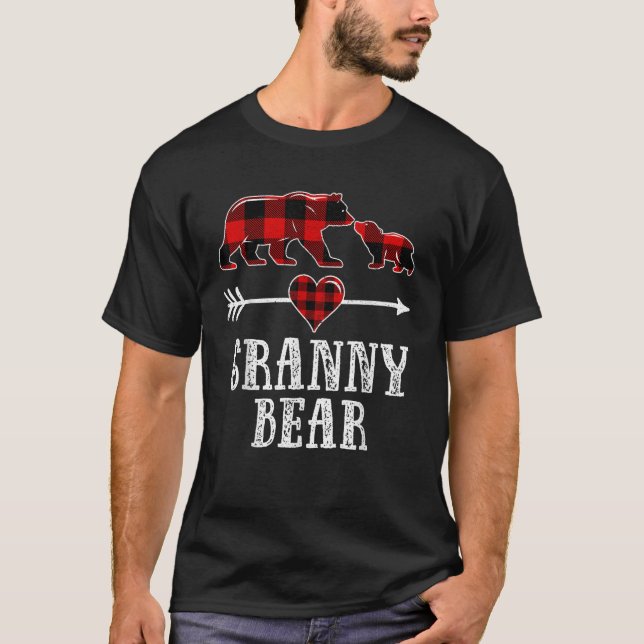 Granny Bear Christmas Grandma Bear Plaid Pajama  T-Shirt (Front)