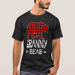 Granny Bear Christmas Pajama Red Plaid Buffalo Fam T-Shirt