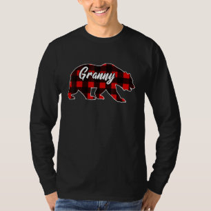 Granny Bear Christmas Pajama Red Plaid Buffalo Fam T-Shirt
