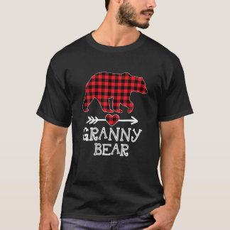 Granny Bear Christmas Pajama Red Plaid Buffalo Fam T-Shirt