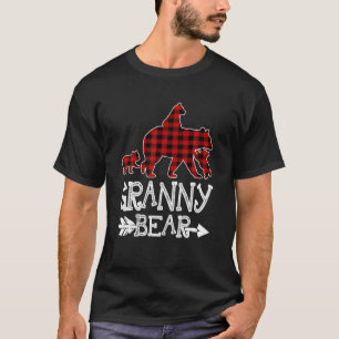 Granny Bear Three Cubs Red Plaid Mama Christmas Pa T-Shirt