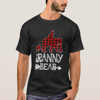 Granny Bear Three Cubs Red Plaid Mama Christmas Pa T-Shirt