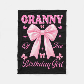 Granny birthday girl matching coquette pink bow  fleece blanket