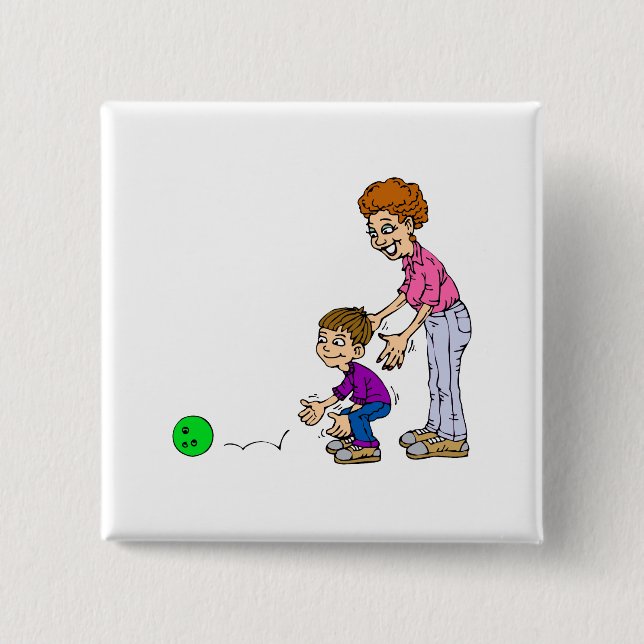 Granny & Boy Bowling 15 Cm Square Badge (Front)