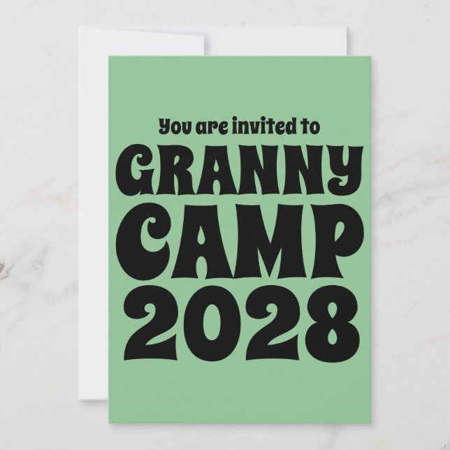Granny Camp Retro Green  Invitation (Front)