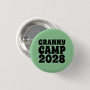 Granny Camp Retro Green Text 3 Cm Round Badge