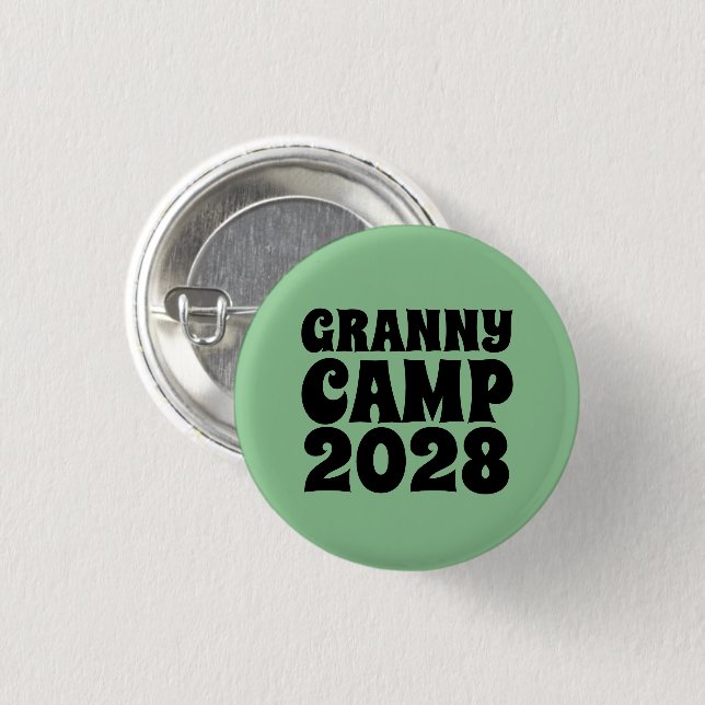 Granny Camp Retro Green Text 3 Cm Round Badge (Front & Back)