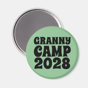 Granny Camp Retro Green Text Magnet