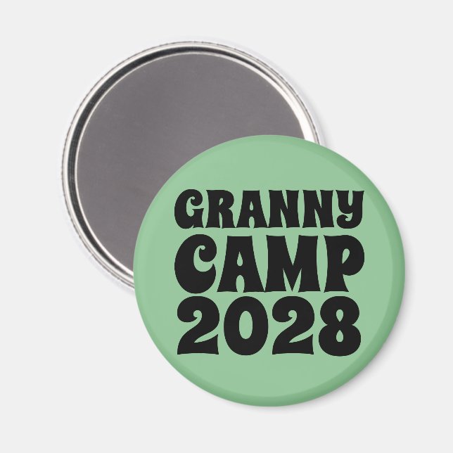 Granny Camp Retro Green Text Magnet (Front/Back)