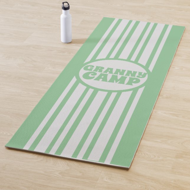 Granny Camp Retro Green Text Yoga Mat (In Situ)