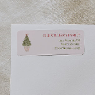 Granny Chic Coquette Christmas Tree Return Address Label