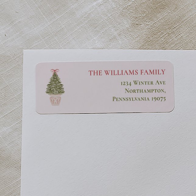 Granny Chic Coquette Christmas Tree Return Address Label (Creator Uploaded)