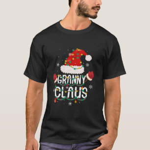 Granny Claus Santa hat Merry Christmas lights Xmas T-Shirt