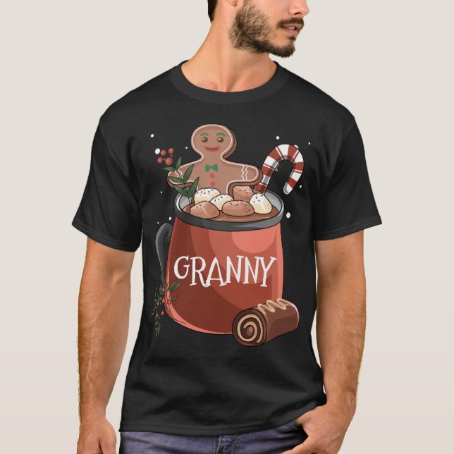 Granny Cocoa Mug Gingerbread Cookie Xmas Christmas T-Shirt (Front)