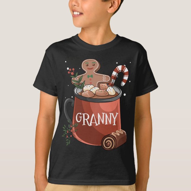 Granny Cocoa Mug Gingerbread Cookie Xmas Christmas T-Shirt (Front)