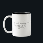 Granny Coffee Established | Grandma Gift Two-Tone Coffee Mug<br><div class="desc">This mug features the text grannny in s beautiful script with "est" and the year! This would make a perfect gift for her for mother's day, Christmas, birthday, or the perfect pregnancy announcement for that unexpected surprise that the soon to be grandma can use forever! Change the colour of the...</div>