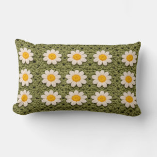 Granny Daisy Aestethic Croche Pattern Floral Retro Lumbar Cushion