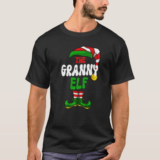 Granny Elf Pajama Matching Group Christmas Holiday T-Shirt (Front)