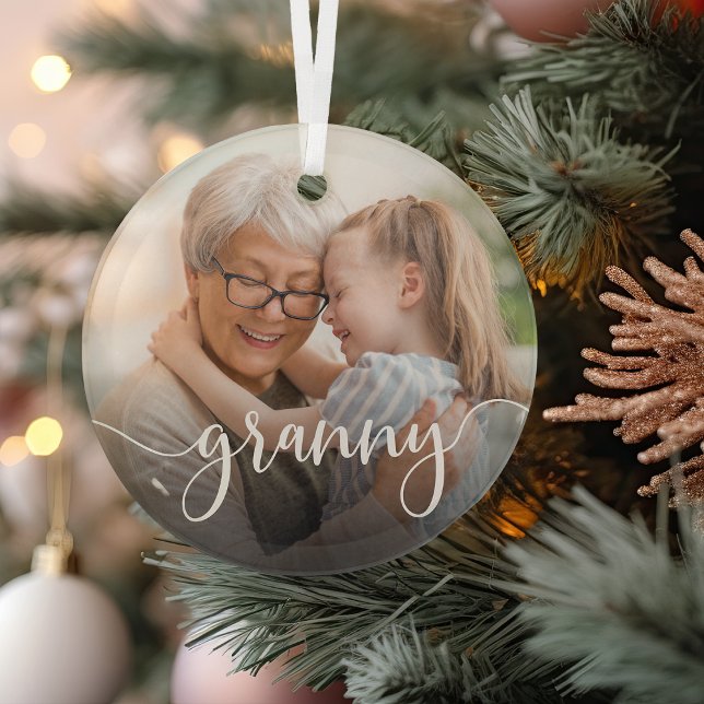 Granny Grandma Script Overlay Glass Tree Decoration (Creator Uploaded)