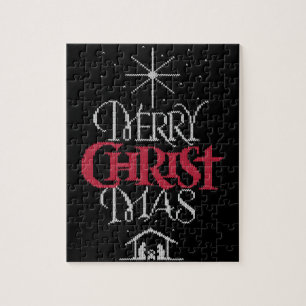 Granny Knit Religious Christian - Merry Christmas Jigsaw Puzzle