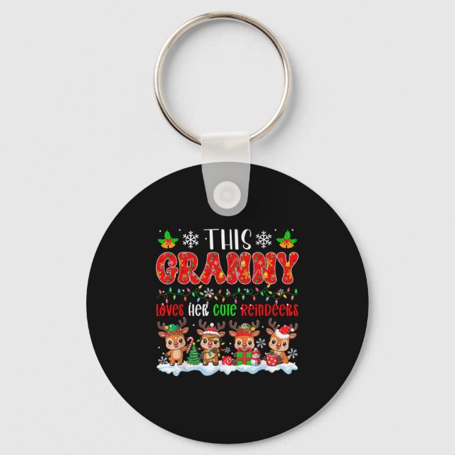 Granny Loves Her Cute Reindeers Xmas Group Santa R Key Ring (Front)