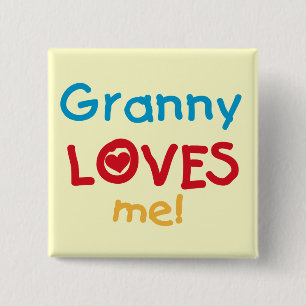Granny Loves Me Tshirts and Gifts 15 Cm Square Badge