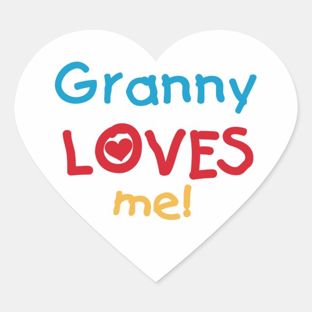 Granny Loves Me Tshirts and Gifts Heart Sticker (Front)