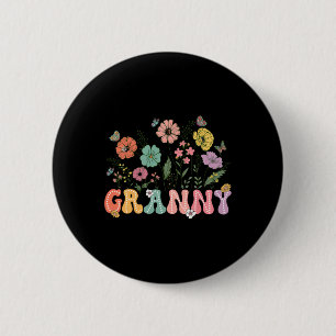 Granny Mothers Day For Grandma Wildflower Floral W 6 Cm Round Badge