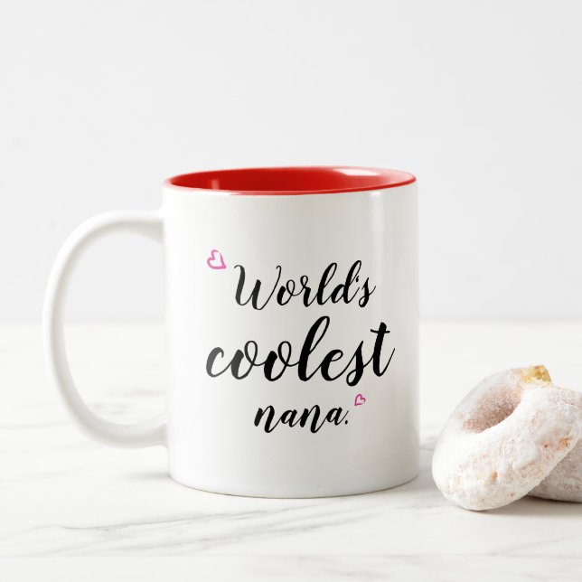 granny mug "World's coolest nana" customise text (With Donut)
