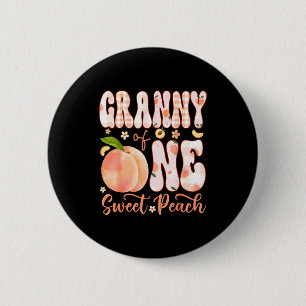 Granny of one sweet peach 1st birthday girl party 6 cm round badge