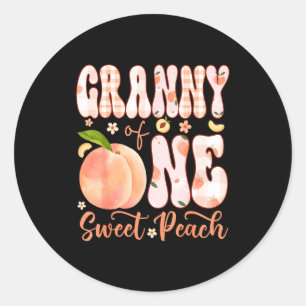Granny of one sweet peach 1st birthday girl party  classic round sticker