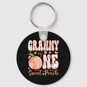Granny of One Sweet Peach 1st Birthday Girl Party Key Ring