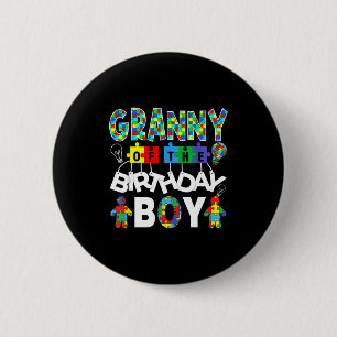 Granny of the bday boy autism awareness puzzle 6 cm round badge