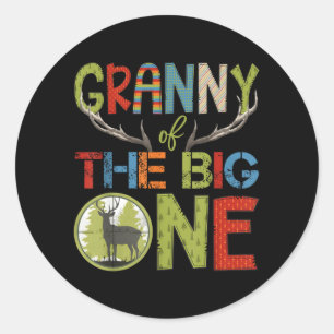 Granny of The Big One 1st Birthday Boy Deer Classic Round Sticker
