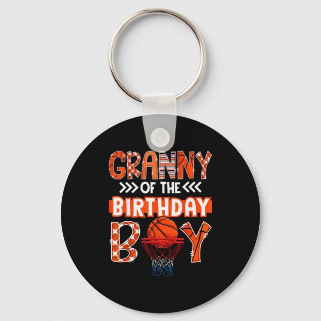 Granny Of The Birthday Boy Basketball Lover Matchi Key Ring (Front)