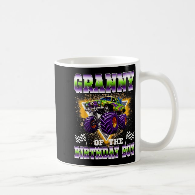 Granny Of The Birthday Boy Monster Truck Birthday  Coffee Mug (Right)