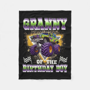 Granny Of The Birthday Boy Monster Truck Birthday  Fleece Blanket