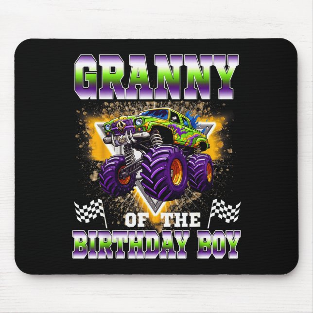 Granny Of The Birthday Boy Monster Truck Birthday  Mouse Pad (Front)