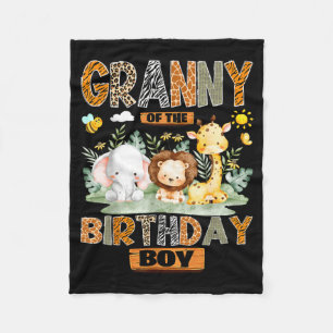 Granny of the birthday boy safari jungle wild fleece blanket