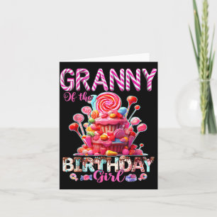 Granny Of The Birthday Girl Sweet Candy Matching Card