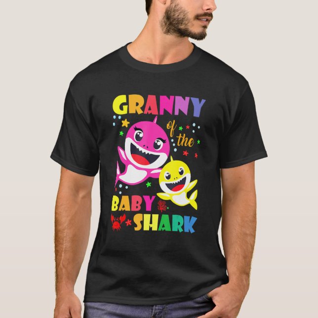 Granny Of The Birthday Shark Dad Mom Matching Fami T-Shirt (Front)