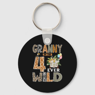 Granny Of The Four Ever Wild Safari 4th Birthday B Key Ring