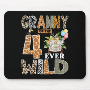 Granny Of The Four Ever Wild Safari 4th Birthday B Mouse Pad